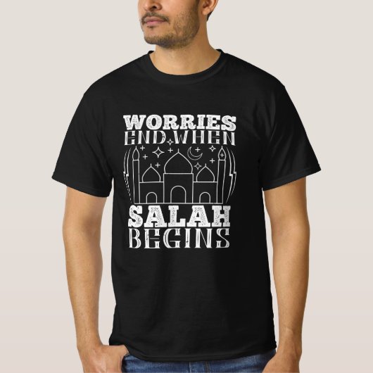 イスラーム – サラが始まると心配が終わる Tシャツ (正面)
