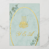 イスラーム・ビスミラスタイリッシュユーカリ結婚ス 箔招待状 (正面)