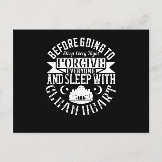 イスラーム – 誰もが許し、クリーンなハートで眠る ポストカード (正面)