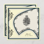 イスラ結婚ムの婚約《鳥》ハヤブサダマスク招待状 招待状 (正面/裏面)