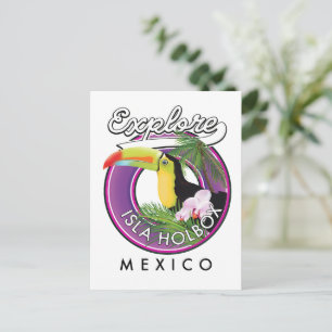 イスラ・ホルボシュ ビーチ メキシコ 旅行 パッチ デザイン ポストカード