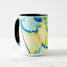 イスリップまたは滑ることンクno、イメージ（黄色、シアン、青の染み） マグカップ