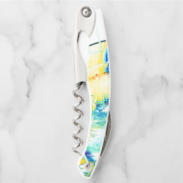 イスリップまたは滑ることンクno、黄色、シアンの青い斑点のある画像 ソムリエナイフ