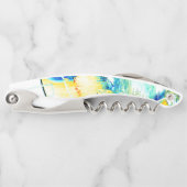 イスリップまたは滑ることンクno、黄色、シアンの青い斑点のある画像 ソムリエナイフ (正面)