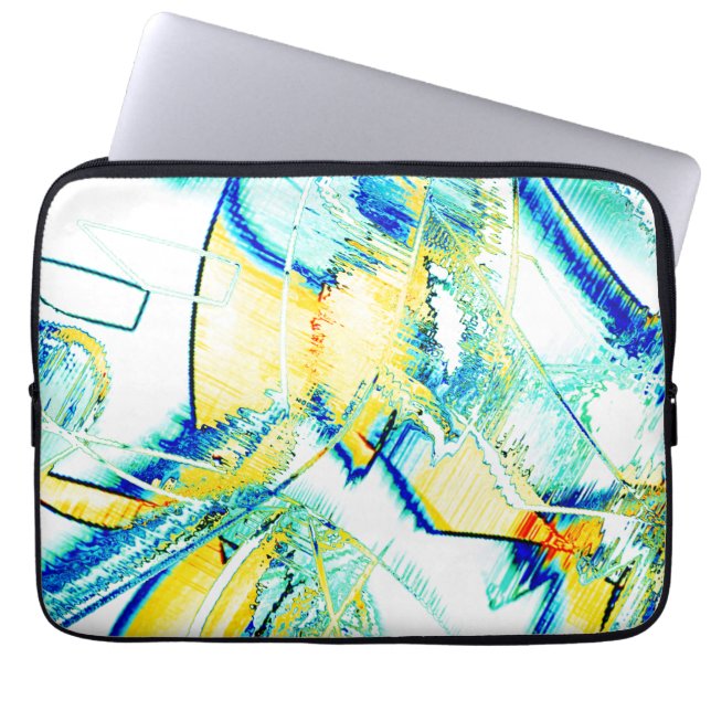 イスリップまたは滑ることンクno、黄色、シアンの青い斑点のある画像 ラップトップスリーブ (正面)