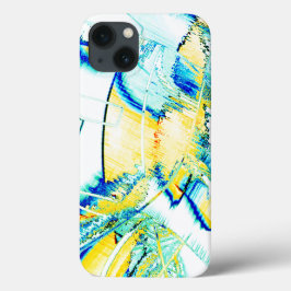 イスリップまたは滑ることンクno、黄色、シアンの青い斑点のある画像 iPhone 13ケース