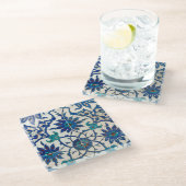 イズニクのタイル青 ガラスコースター (アングル)