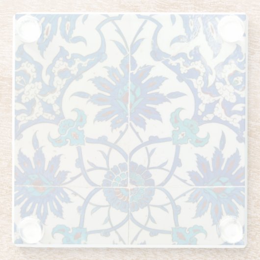 イズニクのタイル青 ガラスコースター (裏面)