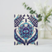 イズニクフローラエスニック部族トルコ風モザイク陶器 ポストカード (スタンド正面)