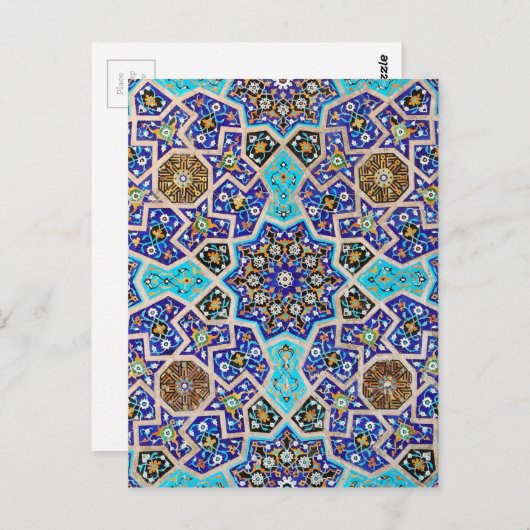 イズニクフローラエスニック部族トルコ風モザイク陶器 ポストカード (正面/裏面)