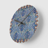 イズニクフローラエスニック部族トルコ風モザイク陶器 ラウンド壁時計 (傾斜)