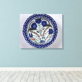 イズニクフローラ飾り皿 キャンバスプリント (インサイチュ (ウッドフロア))