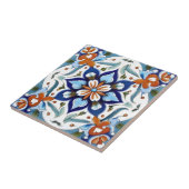 イズニク伝統的トルコオレンジ赤青の花 タイル (側面)