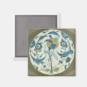 イズニク絵を描の一皿に孔雀が乗った料理 マグネット (正面/裏面)