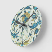 イズニク絵を描の一皿に孔雀が乗った料理 ラウンド壁時計 (傾斜)