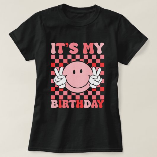 イズマイ誕生日-レトロスマイリーアート Tシャツ (デザイン正面)
