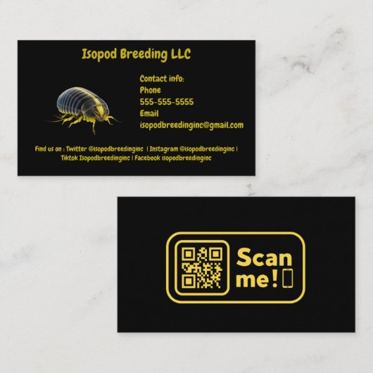 イソカスタマイズプッド動物の黒と黄色 名刺 (正面/裏面)