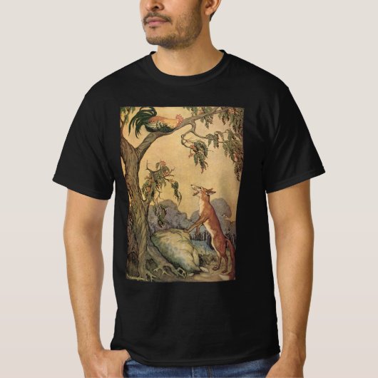 イソップ寓話 キツネとニワトリと犬 ヴィンテージ Tシャツ (正面)