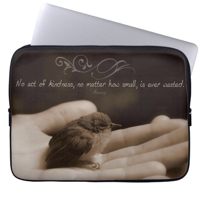 イソプ感動的引用文「親切な行為」 ラップトップスリーブ (正面)