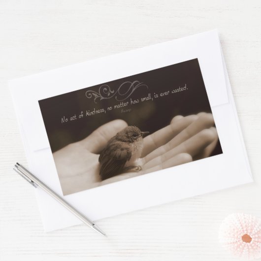 イソプ感動的引用文「親切な行為」 長方形シール (封筒)