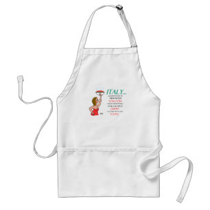 イタおもしろいリアのマンイタリアントーンアートの女性と食べ物 スタンダードエプロン