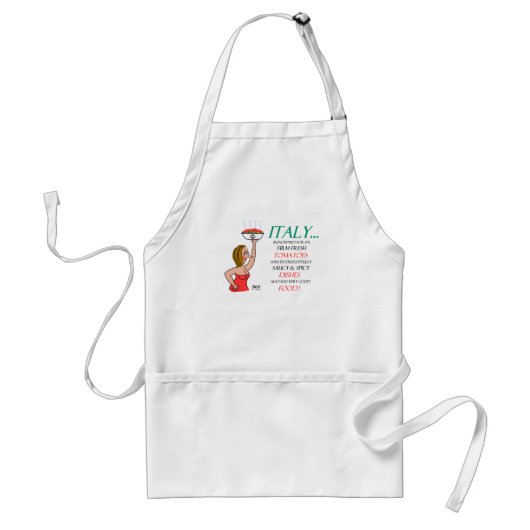 イタおもしろいリアのマンイタリアントーンアートの女性と食べ物 スタンダードエプロン (正面)