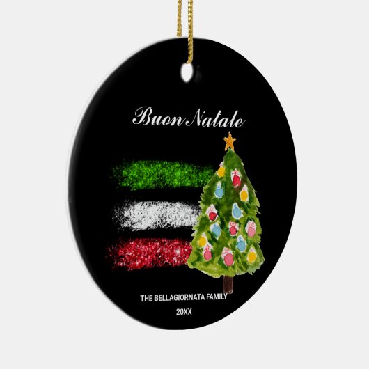 *~*イタイタリアンリア抽象芸術国旗のBuon Natale写真 セラミックオーナメント (右)
