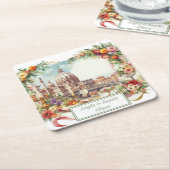 イタエレガントリア、フィレンツェの夕食への招待。 スクエアペーパーコースター (アングル)