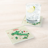 イタカッコいいイカラフルリアの地図 ガラスコースター (アングル)