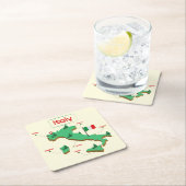 イタカッコいいイカラフルリアの地図 スクエアペーパーコースター (インサイチュ)