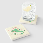 イタカッコいいイカラフルリアの地図 ストーンコースター (横)