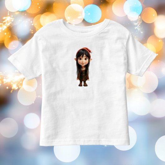イタズラな少女のクリスマスエルフ幼児用Tシャツ トドラーTシャツ