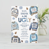 イタズラ好きなクリスマスパーティー!「Eat, Drink & Be Ugly!」醜いセーターのクリ 招待状 (スタンド正面)