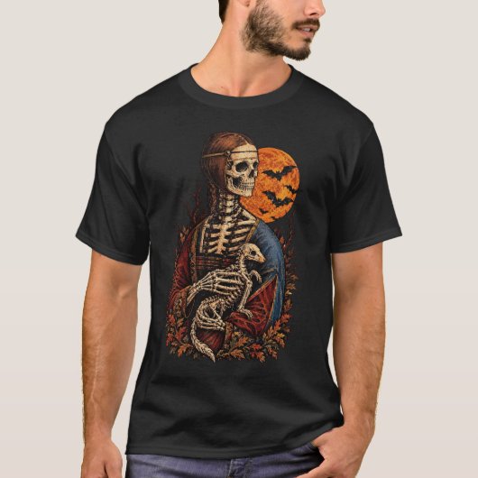 イタチを持った貴婦人ハロウィン Tシャツ (正面)