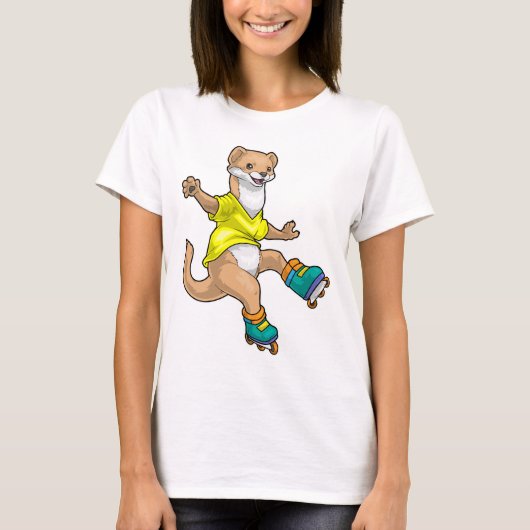 イタチ インラインスケート スケートボード スポーツ Tシャツ (正面)