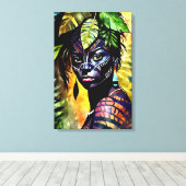 "イタヤラ絵を描"ファーン – アマゾニアの女性 キャンバスプリント (インサイチュ (ウッドフロア))