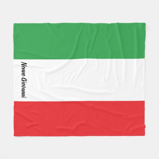 イタリはっきりしたアイタリアン家族パーソナライズされた国旗 フリースブランケット (正面(横))