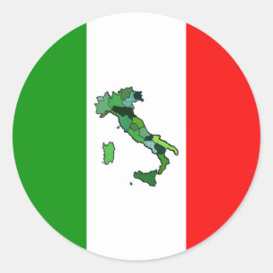 イタリアおよびイタリアンな旗の地図 ラウンドシール