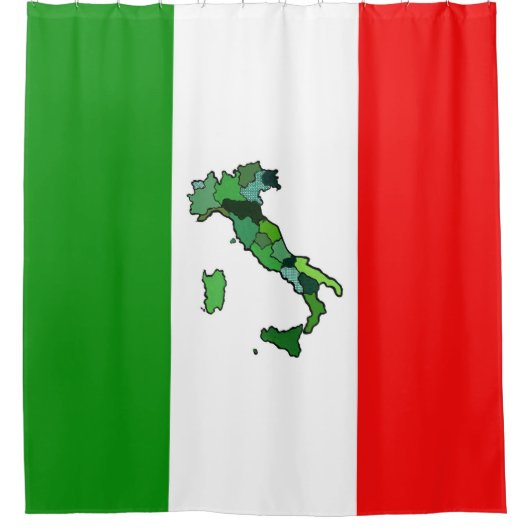 イタリアおよびイタリアンな旗の緑の地図 シャワーカーテン (正面)