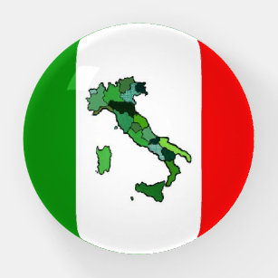 イタリアおよびイタリアンな旗の緑の地図 ペーパーウェイト