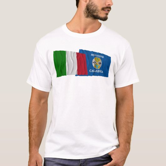 イタリアおよびカラブリアの振る旗 Tシャツ (正面)