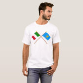 イタリアおよびフリウリ＝ヴェネツィア・ジュリア州交差させた旗 Tシャツ (正面フル)