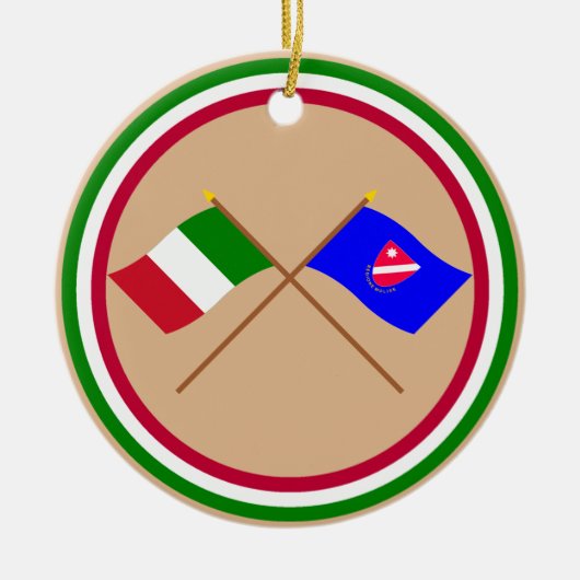 イタリアおよびモリーゼ州によって交差させる旗 セラミックオーナメント (正面)