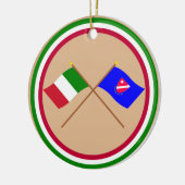 イタリアおよびモリーゼ州によって交差させる旗 セラミックオーナメント (左)