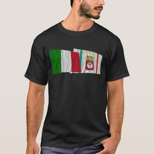 イタリアおよびPugliaの振る旗 Tシャツ (正面)