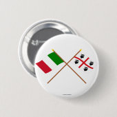 イタリアおよびSardegnaによって交差させる旗 缶バッジ (正面&裏面)