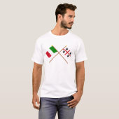 イタリアおよびSardegnaによって交差させる旗 Tシャツ (正面フル)