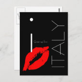 イタリアからのグリーティングレッドリップスティックキスブラック ポストカード (正面/裏面)