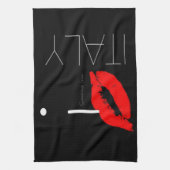 イタリアからのグリーティングレッドリップスティックラブキス キッチンタオル (縦)