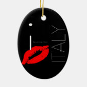 イタリアからのグリーティングレッドリップスティックラブキス セラミックオーナメント (裏面)